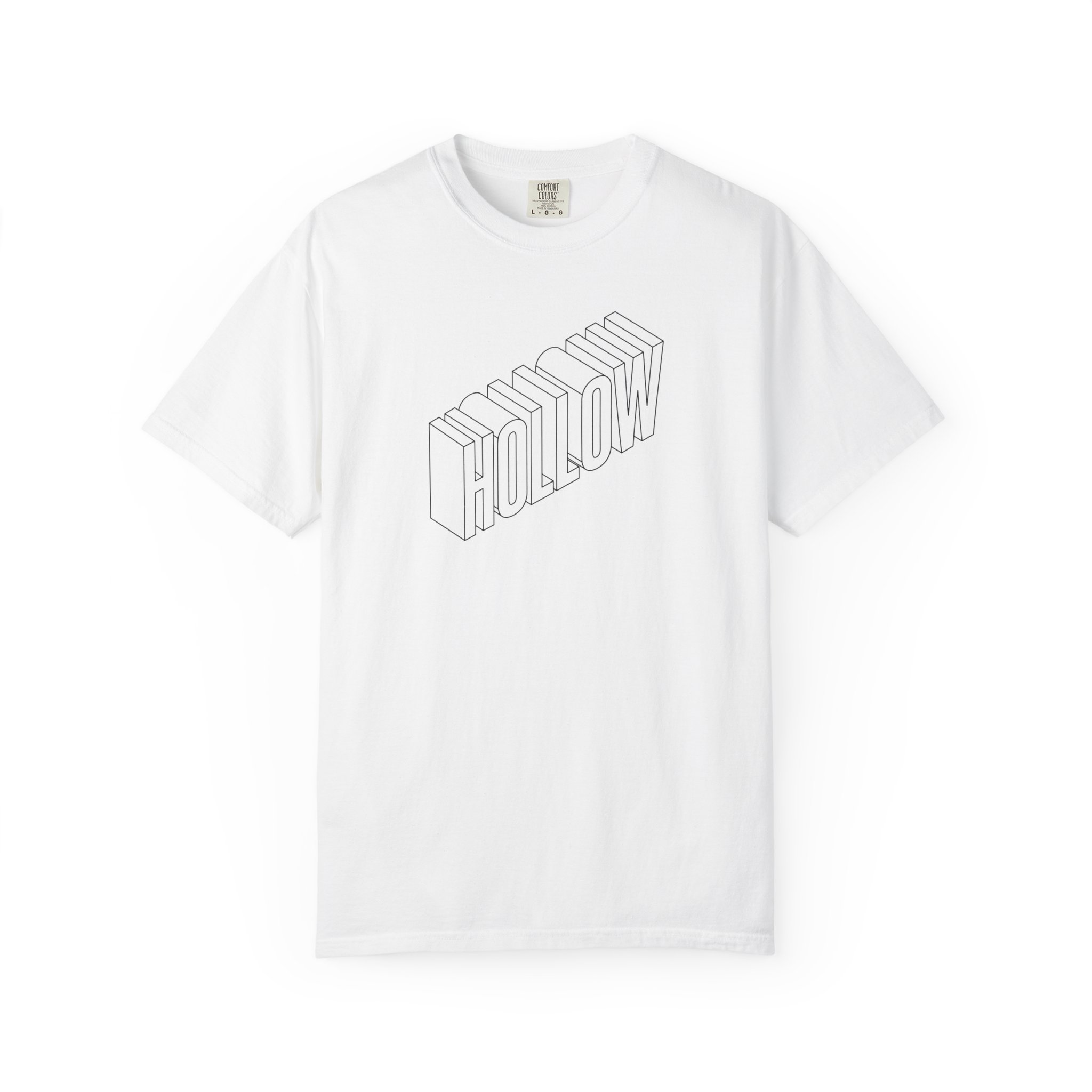 Hollow Tee – Isometric 3D Outline Lettering on White