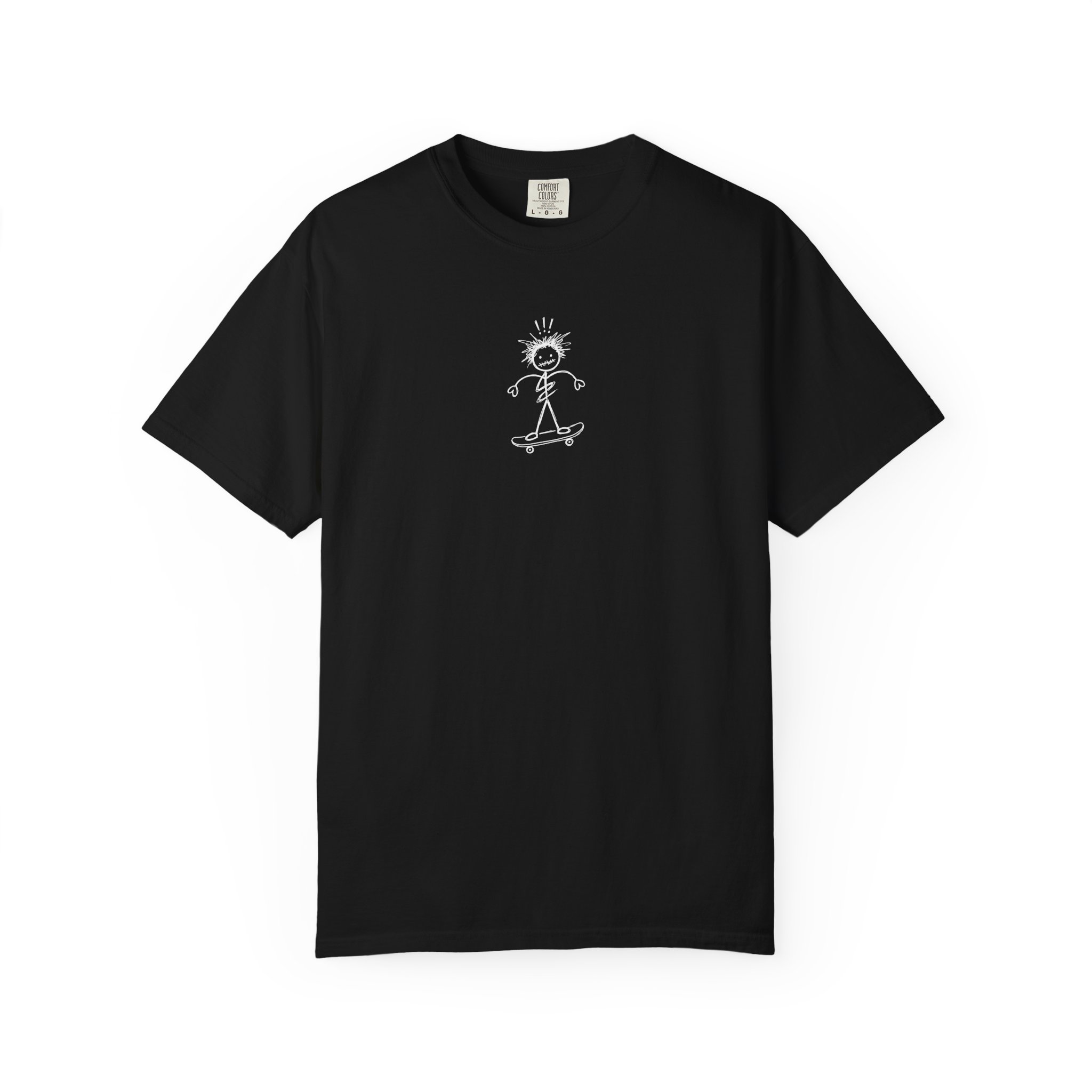 Skater Doodle Tee – Stick Figure Skateboard Art - Image 5