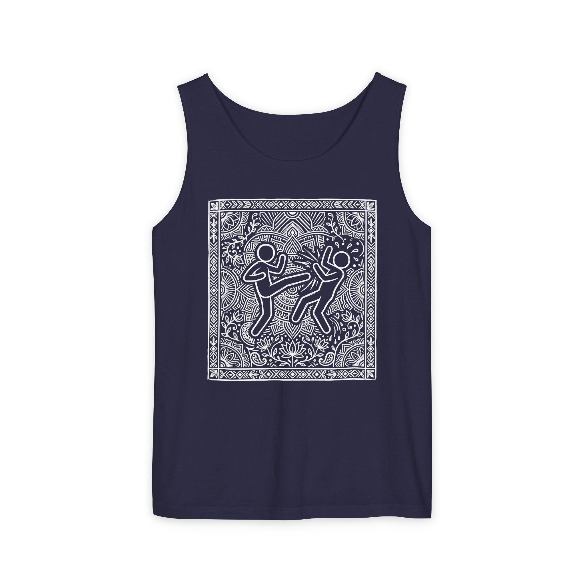 Mandala Fighters Tank Top – Keith Haring Meets Indian Folk Art