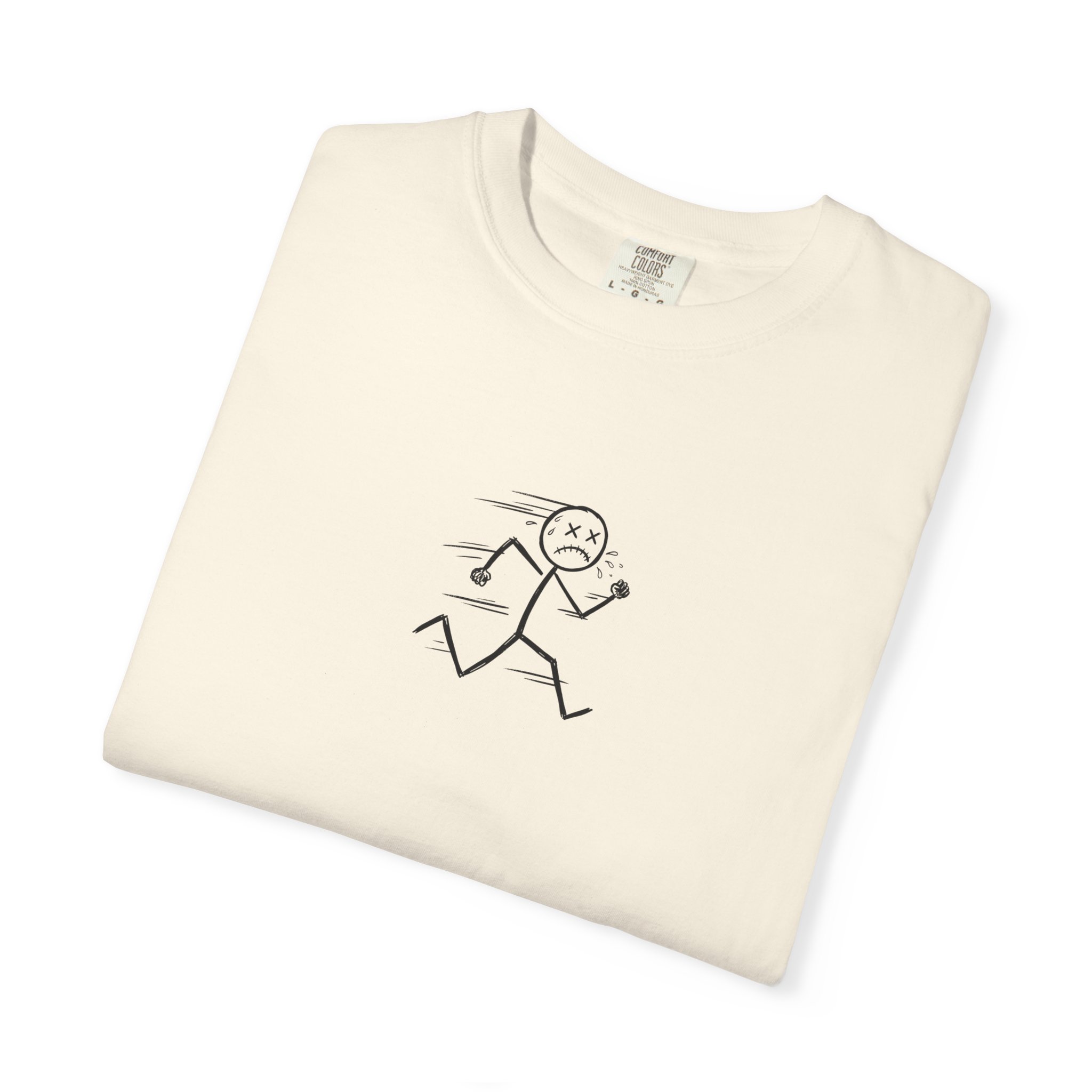 Dead Sprint Tee – Exhausted Stick Figure Running on White - Image 7