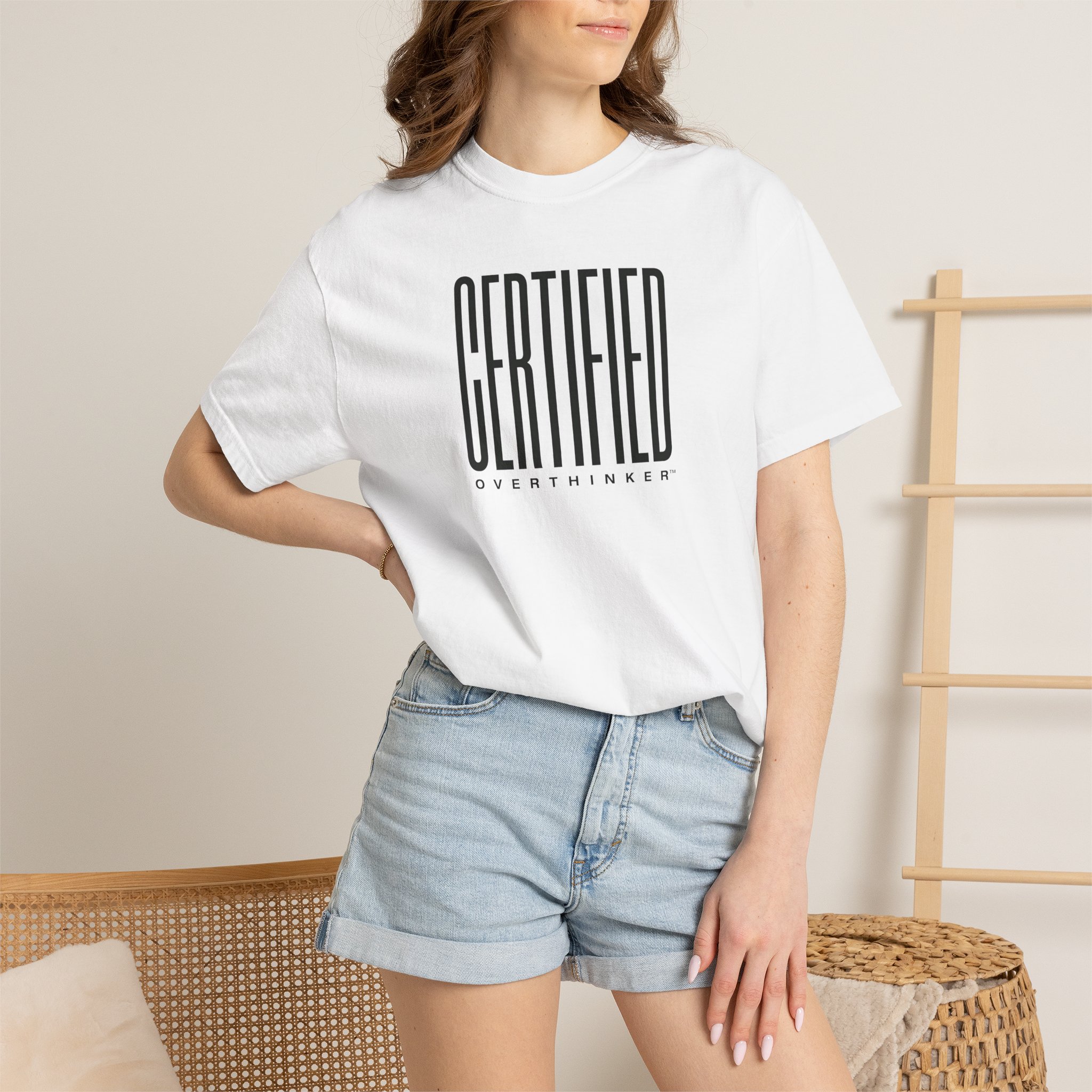 Certified Overthinker™ Sans-Serif Tee – Bold Black on White - Image 4