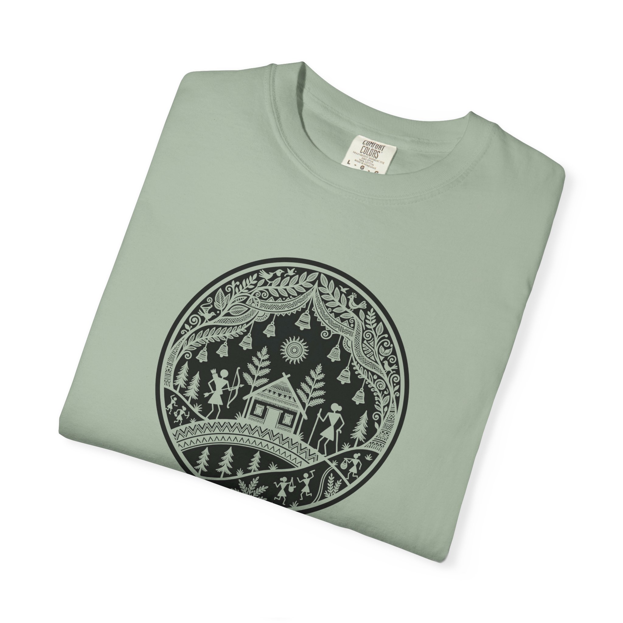 Warli Village Circle Tee – Indian Folk Art on White - Image 11