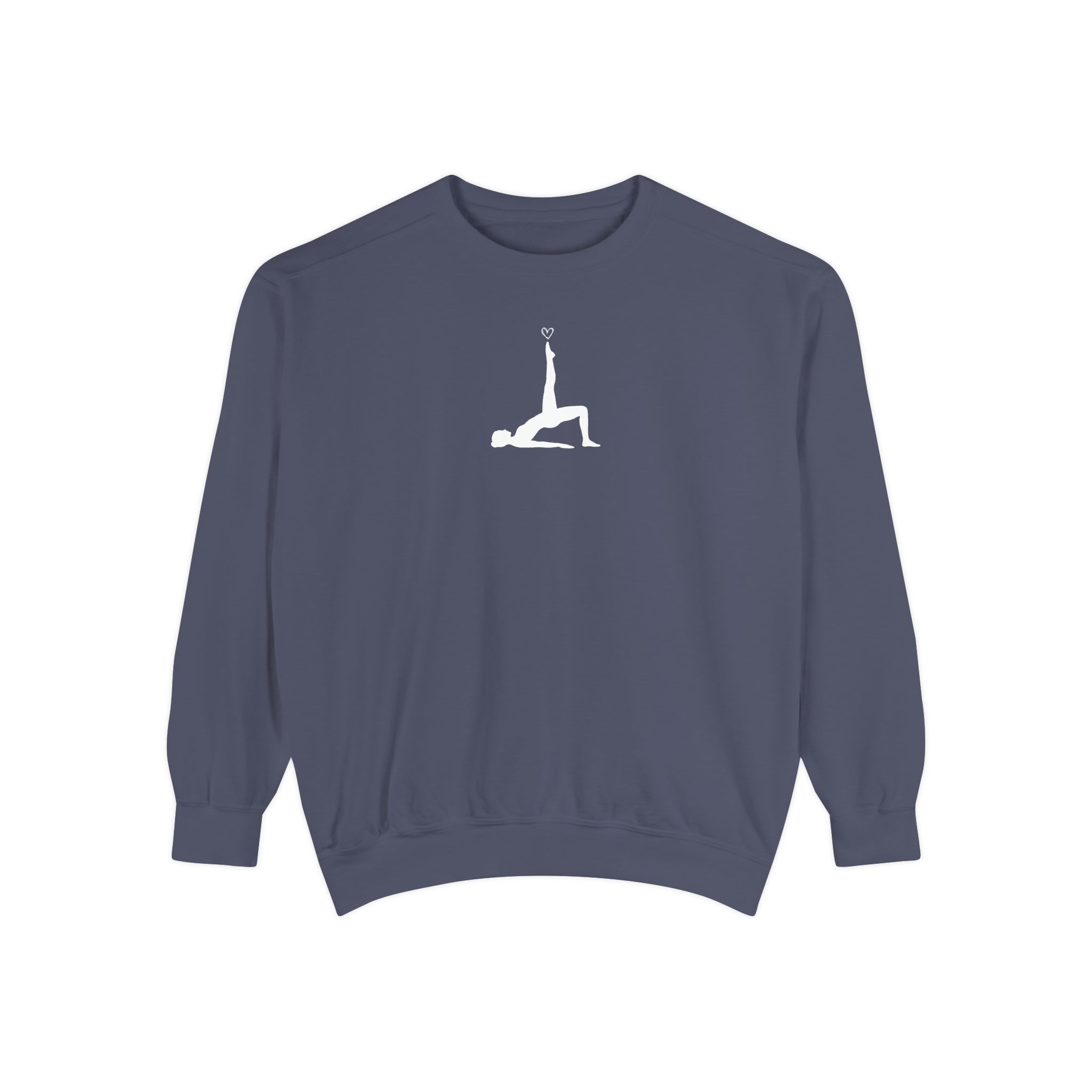 Yoga Heart Sweatshirt – Silhouette Bridge Pose Wellness Art