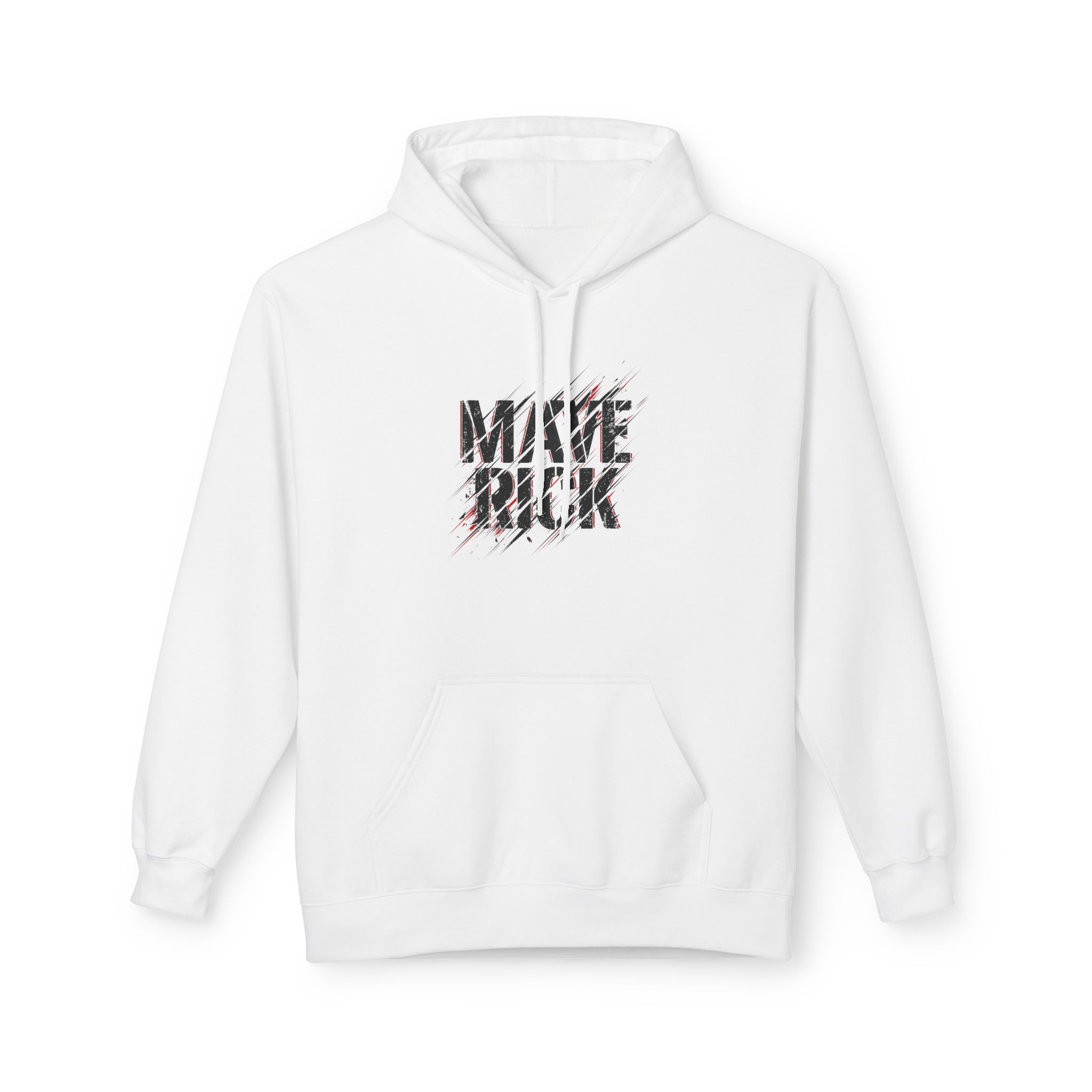 Maverick Hoodie – Black & Red Speed Lines on White