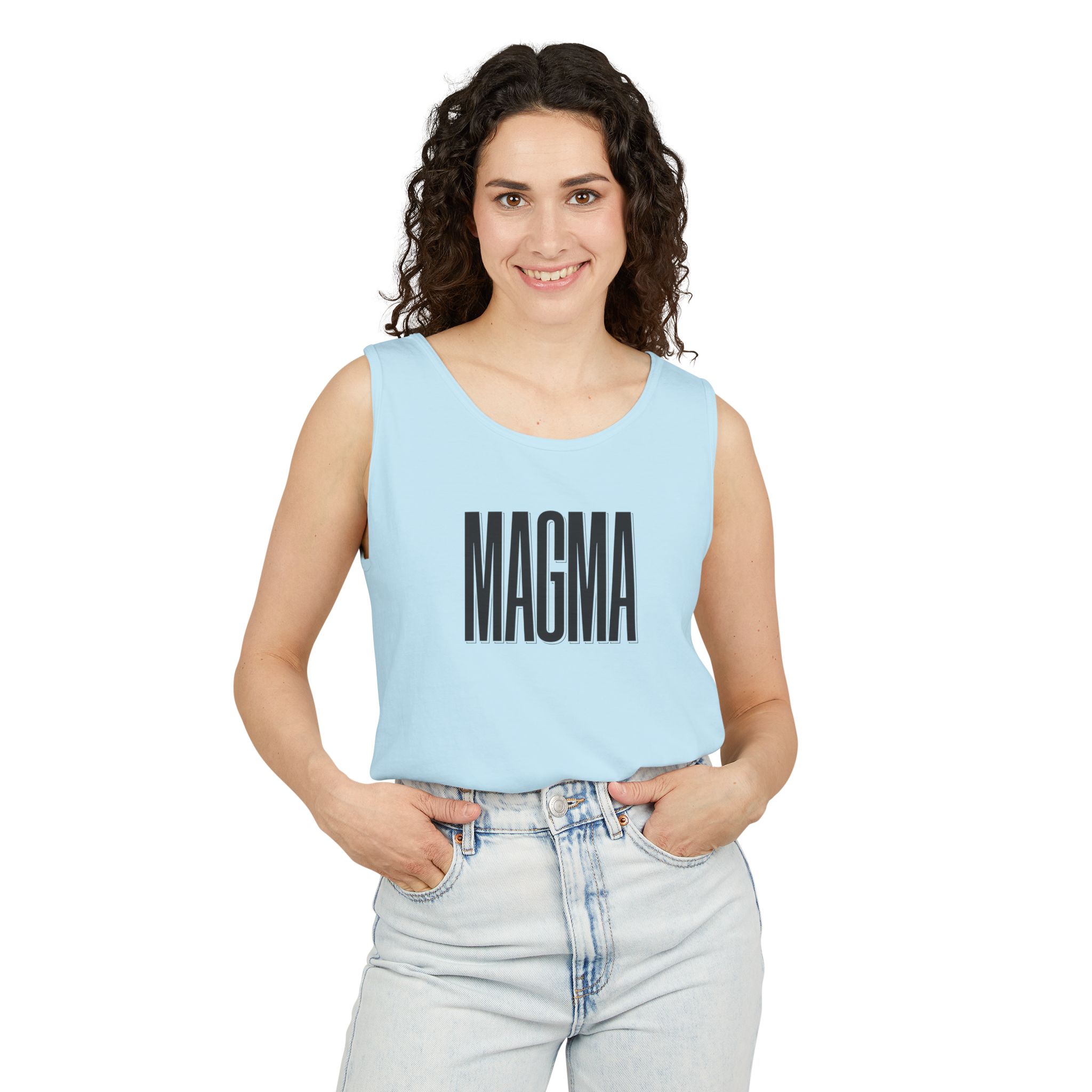 Magma Black Tank Top – Bold Shadow Type on White - Image 19