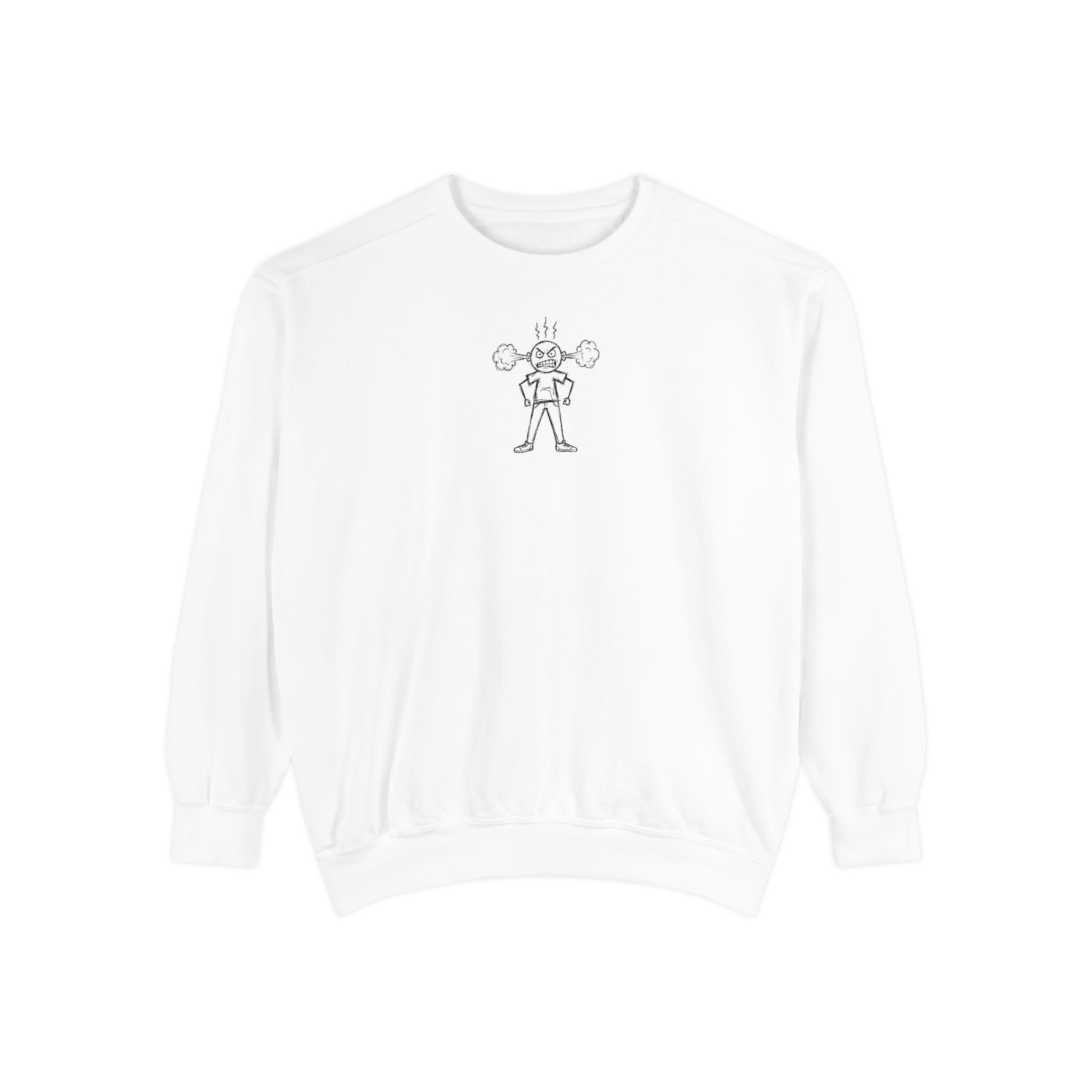 Steaming Mad Sweatshirt – Cartoon Anger Illustration on White