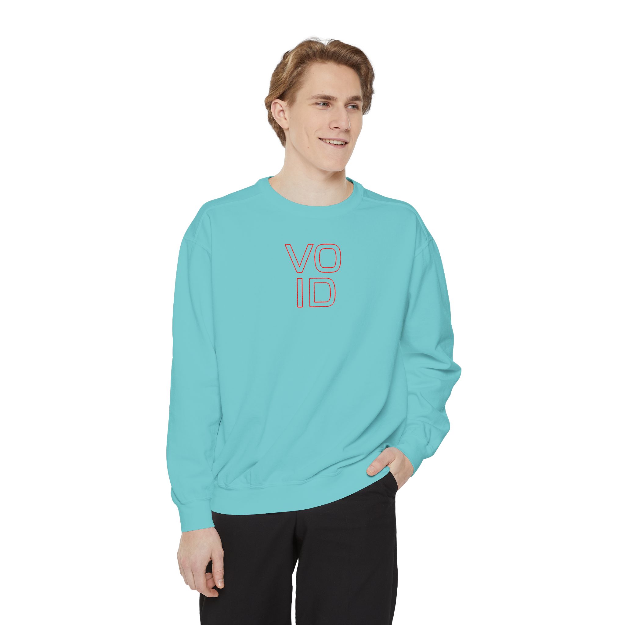 Void Red Outline Sweatshirt – Neon-Style Typography on White - Image 7