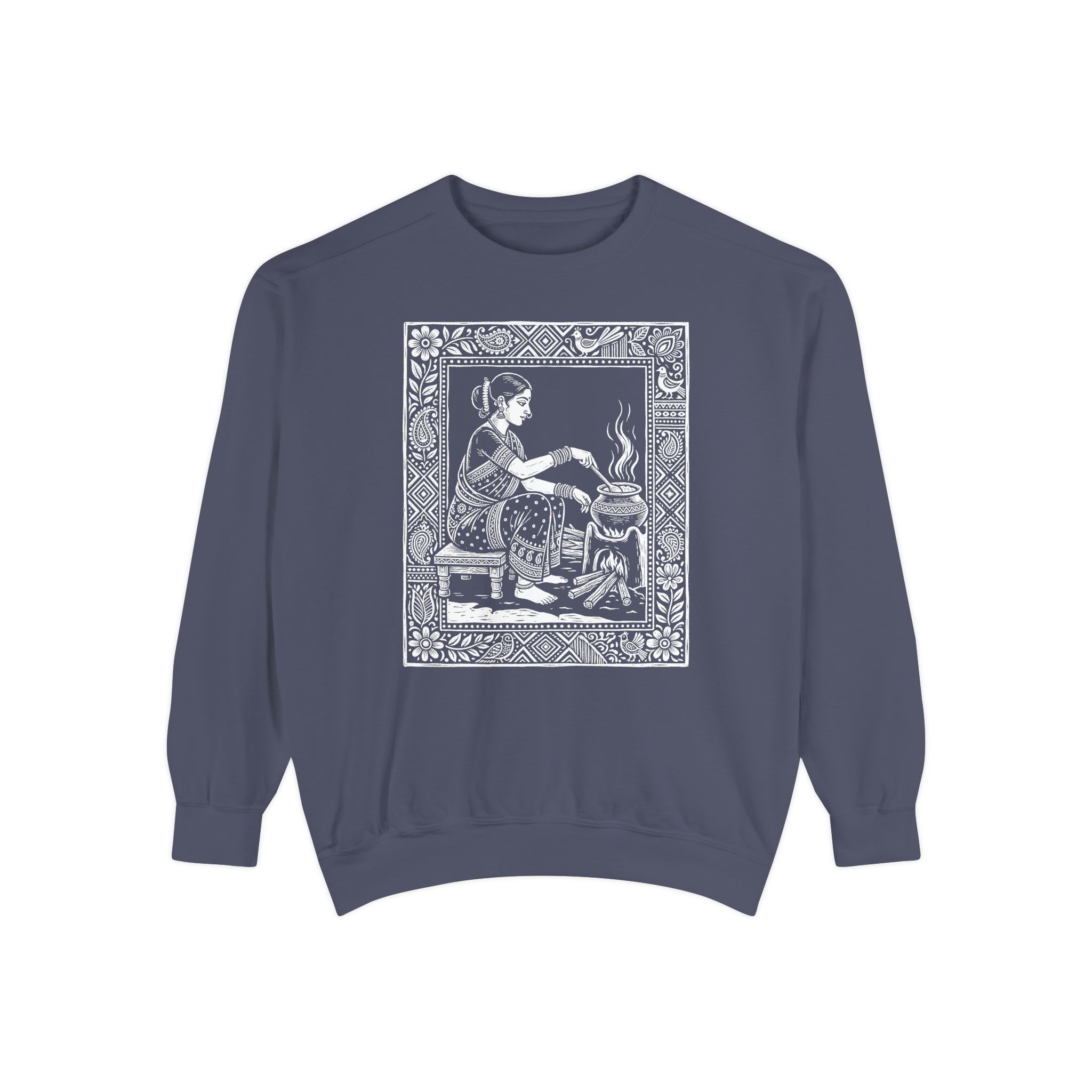 Chulha Wali Sweatshirt – Traditional Indian Woman Cooking Art