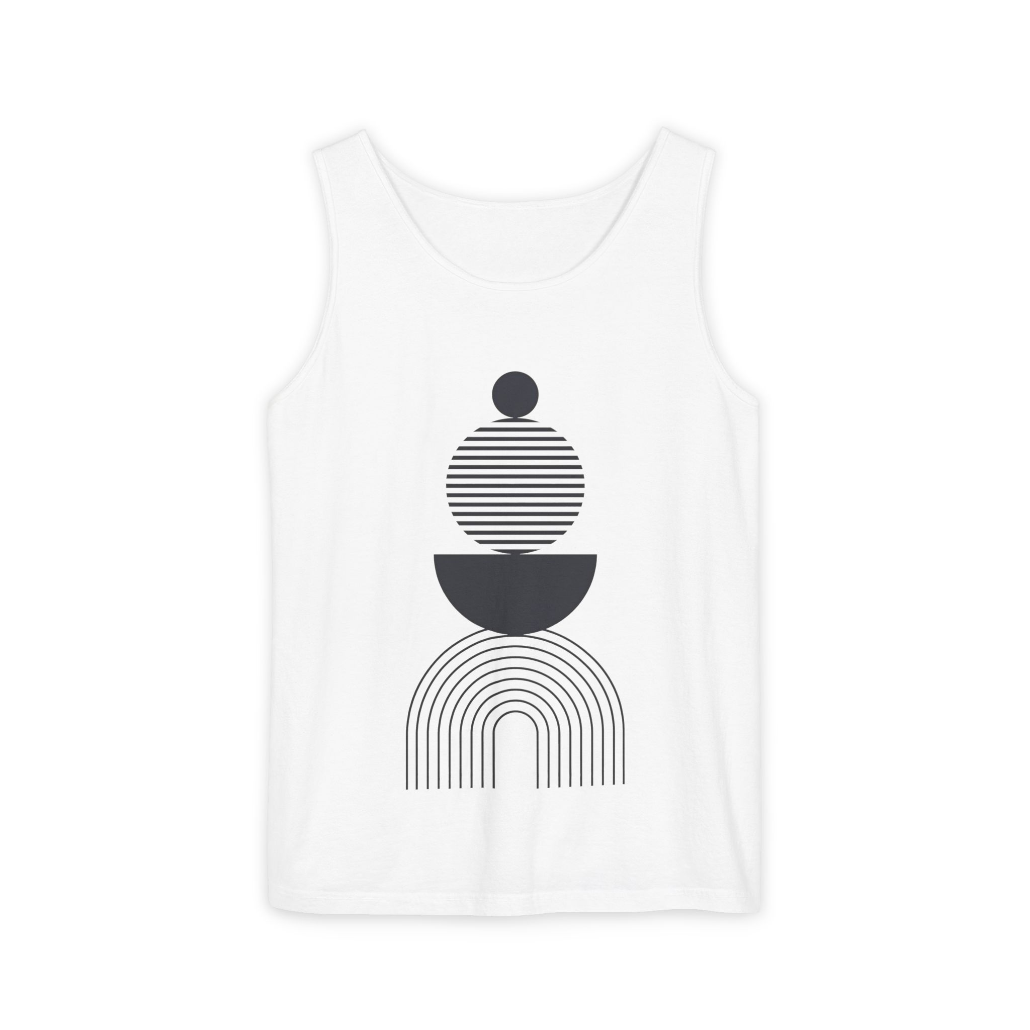 Bauhaus Balance Tank Top – Geometric Abstract Art on White