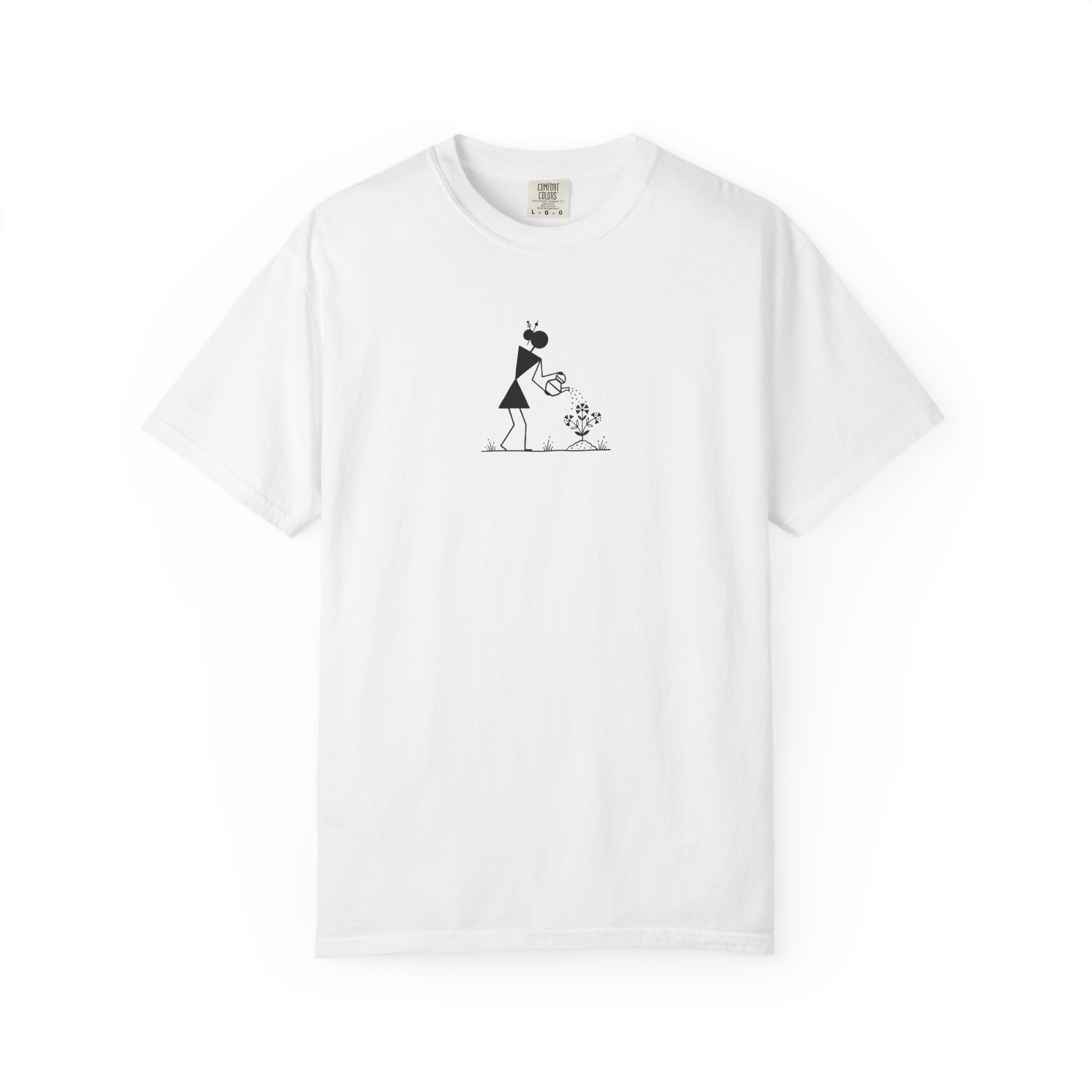 Watering Can Gardener Tee – Folk Art Botanica on White
