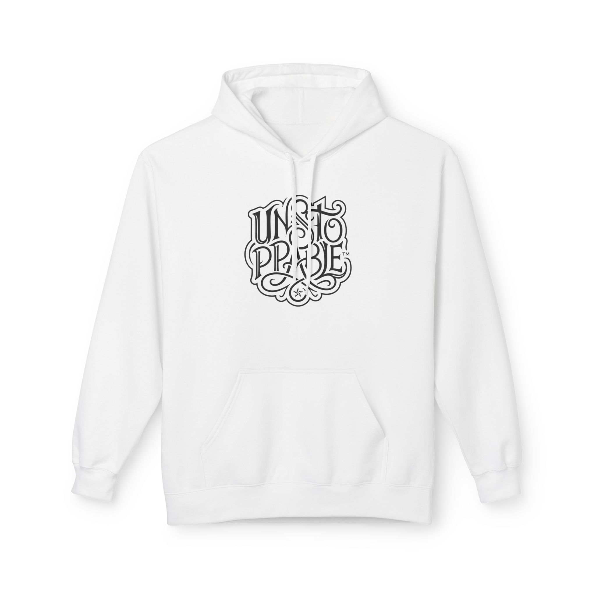 Unstoppable™ Hoodie – Gothic Blackletter Outline on White