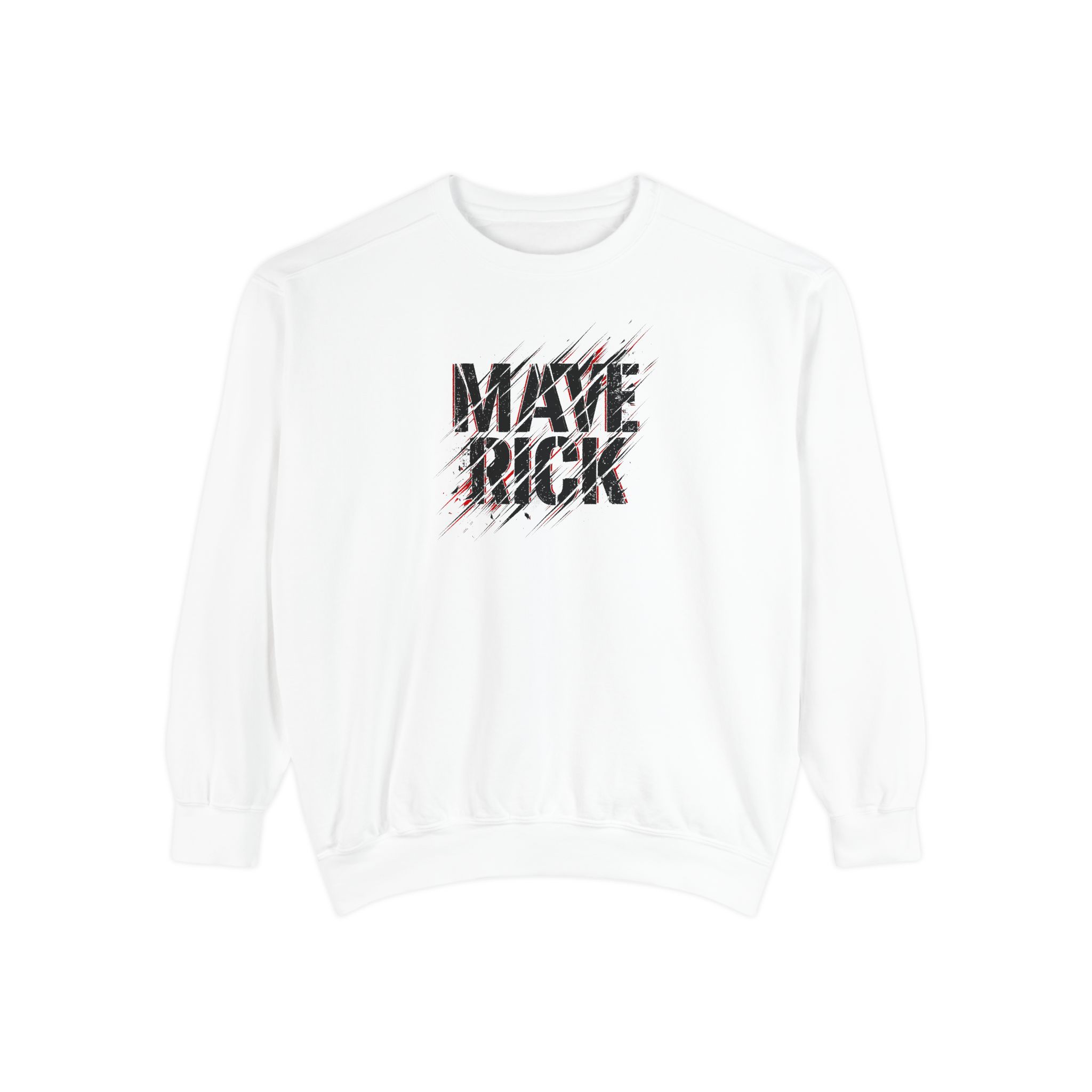 Maverick Sweatshirt – Black & Red Speed Lines on White