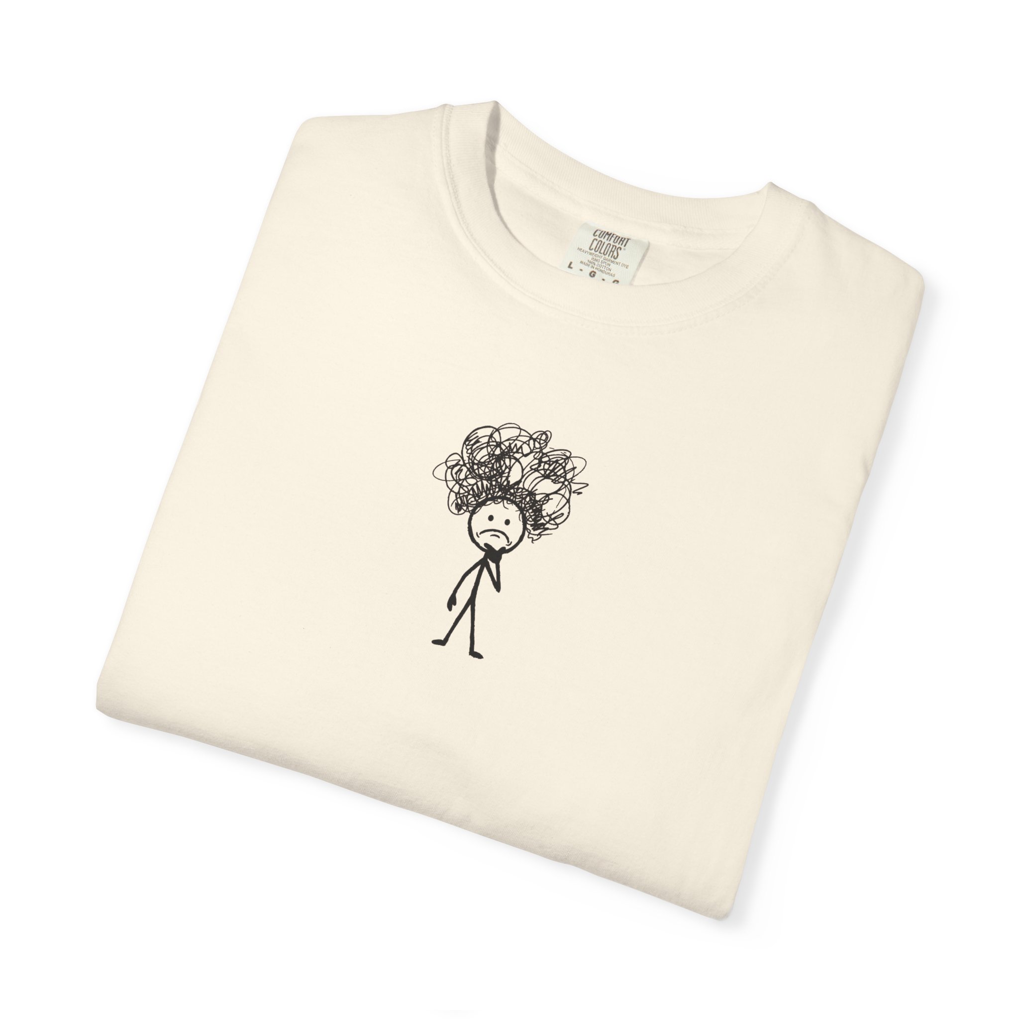 Overthinker Stick Figure Tee – Anxiety Scribble Art on White - Image 7