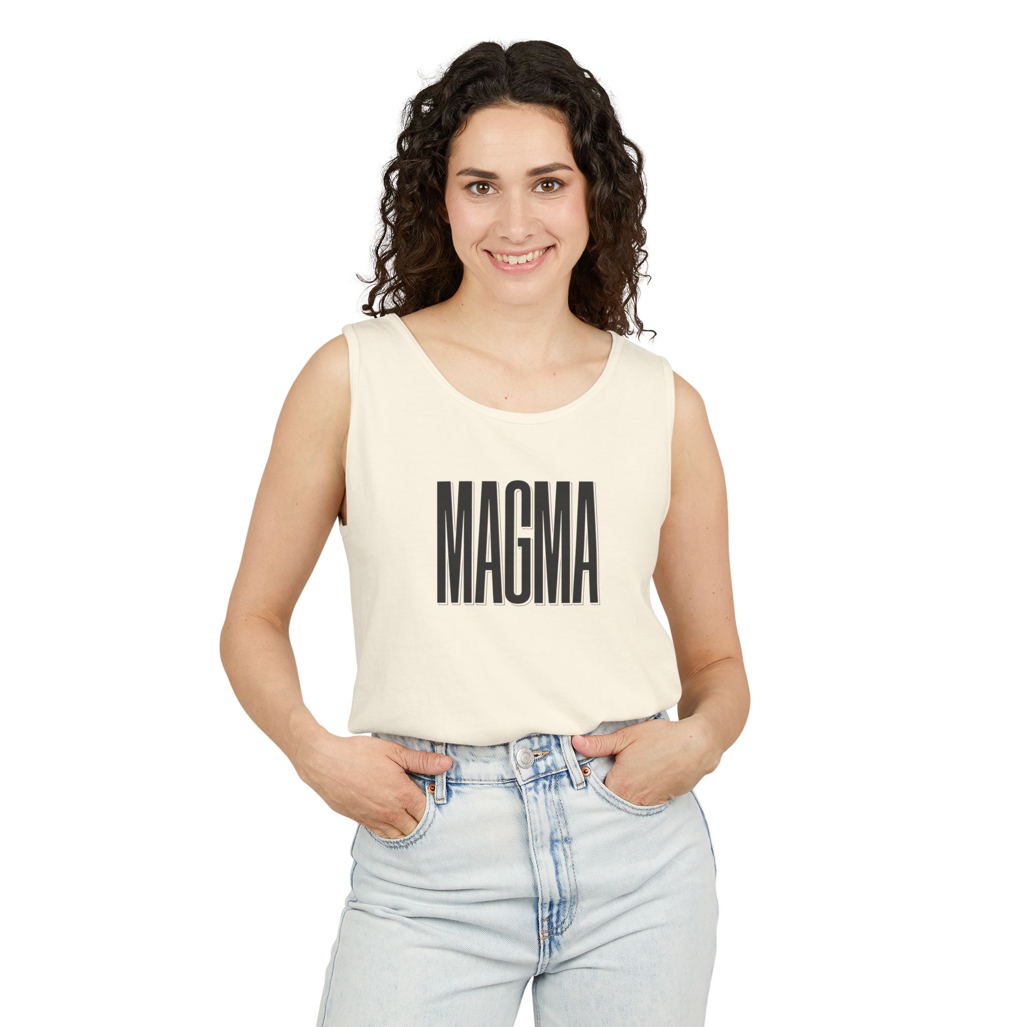 Magma Black Tank Top – Bold Shadow Type on White - Image 7