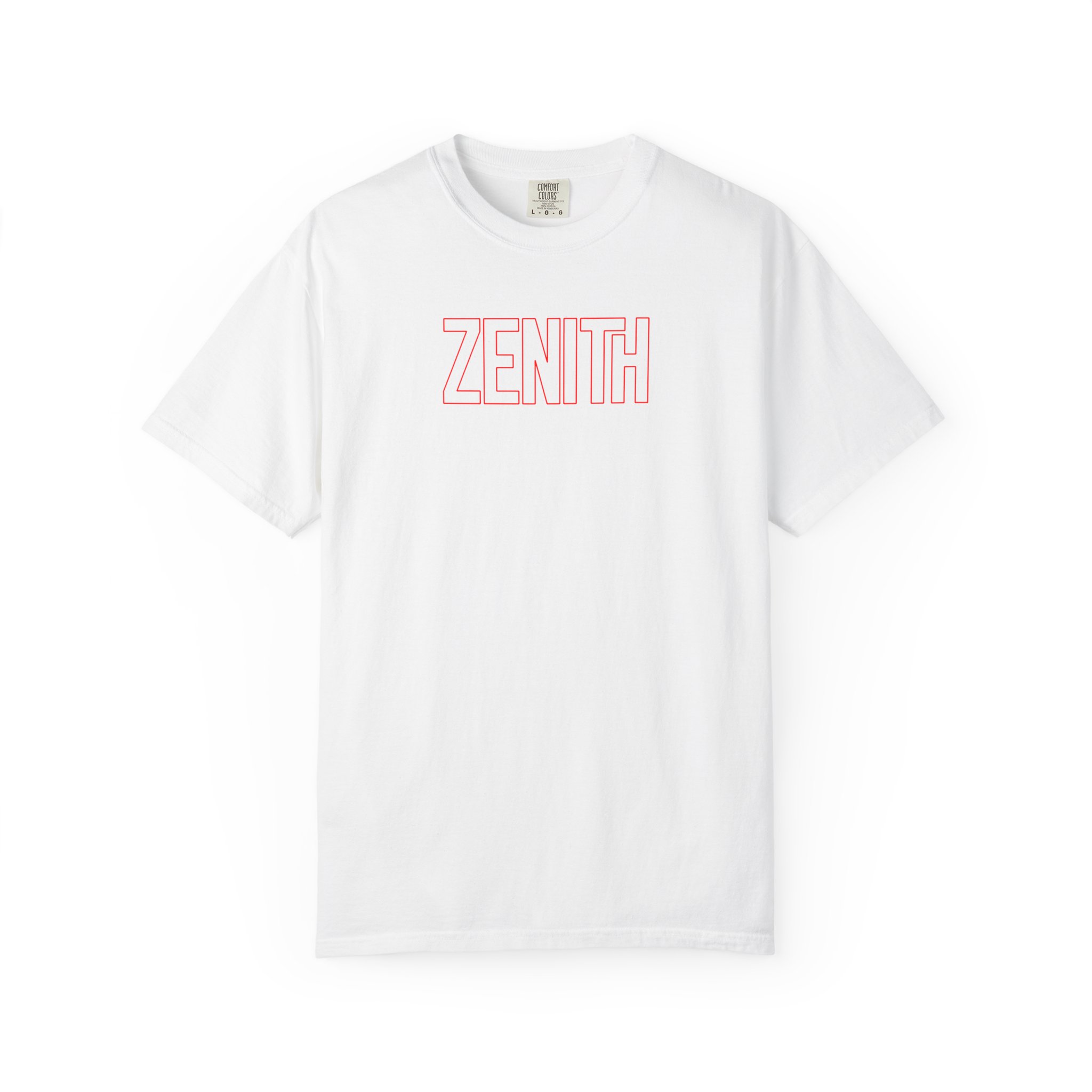 Zenith Red Outline Tee – Peak Performance on White