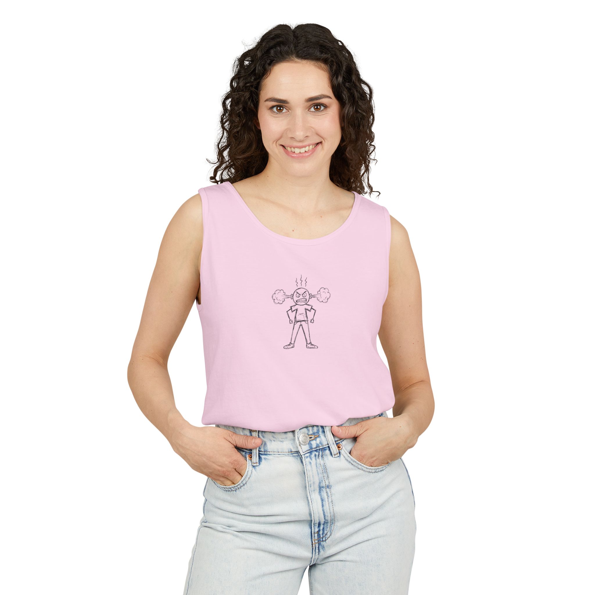 Steaming Mad Tank Top – Cartoon Anger Illustration on White - Image 23