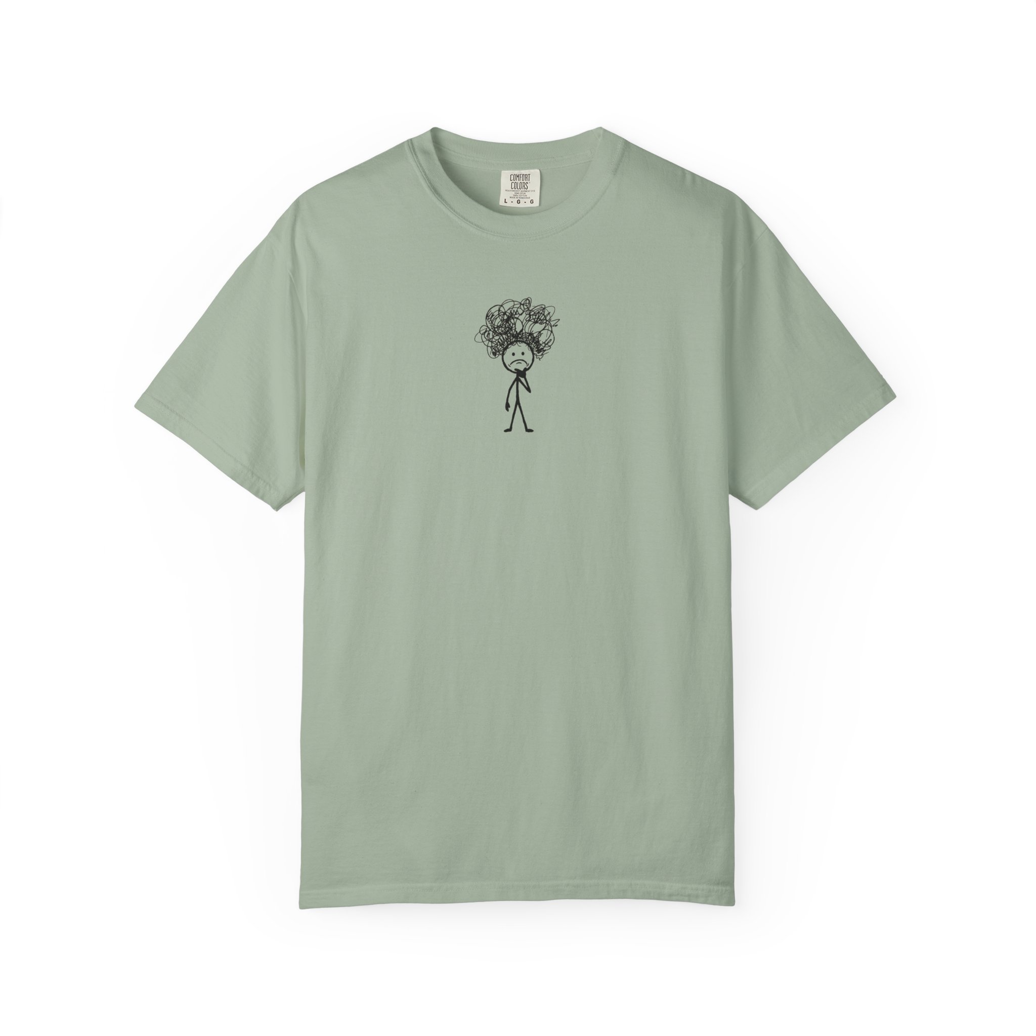 Overthinker Stick Figure Tee – Anxiety Scribble Art on White - Image 9