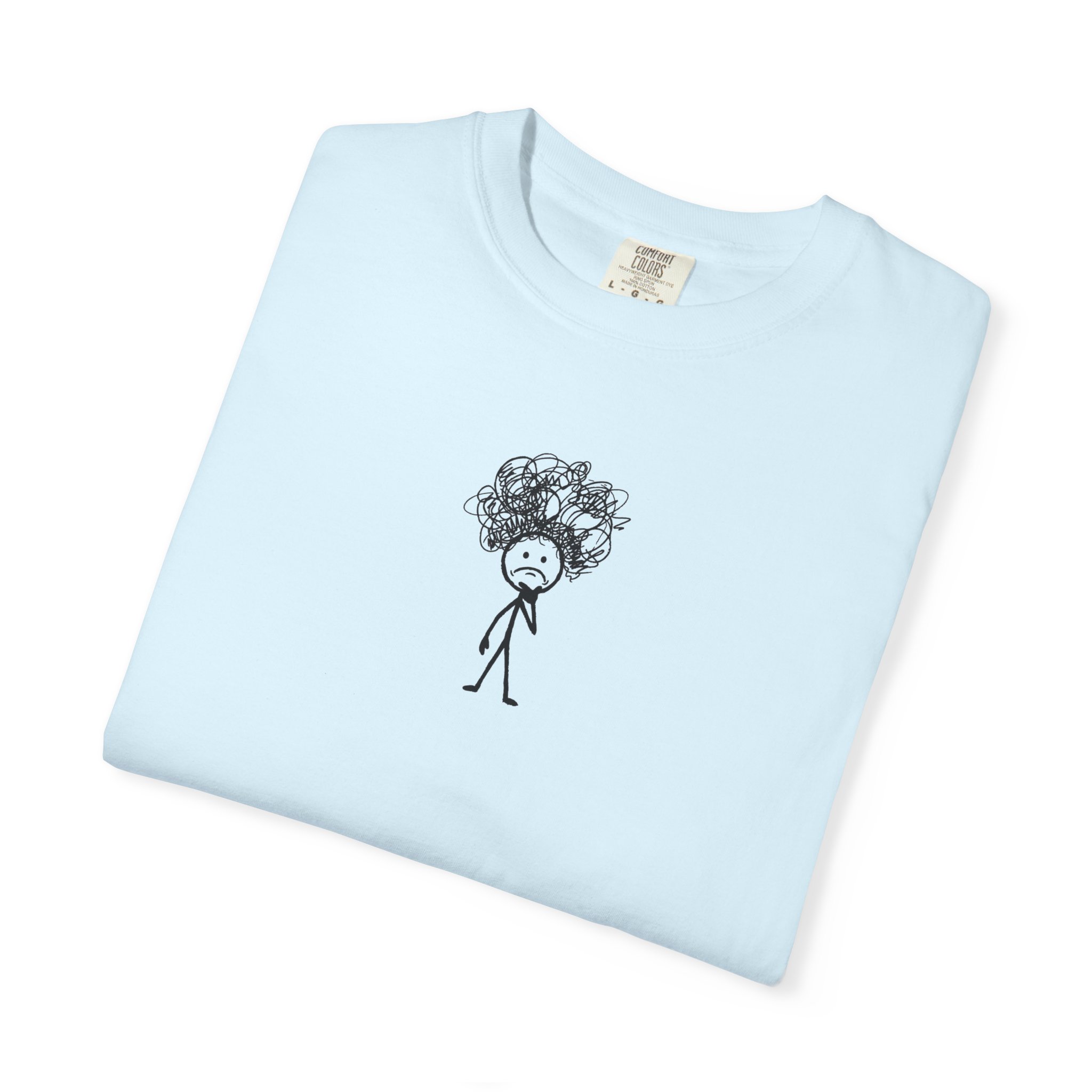 Overthinker Stick Figure Tee – Anxiety Scribble Art on White - Image 19
