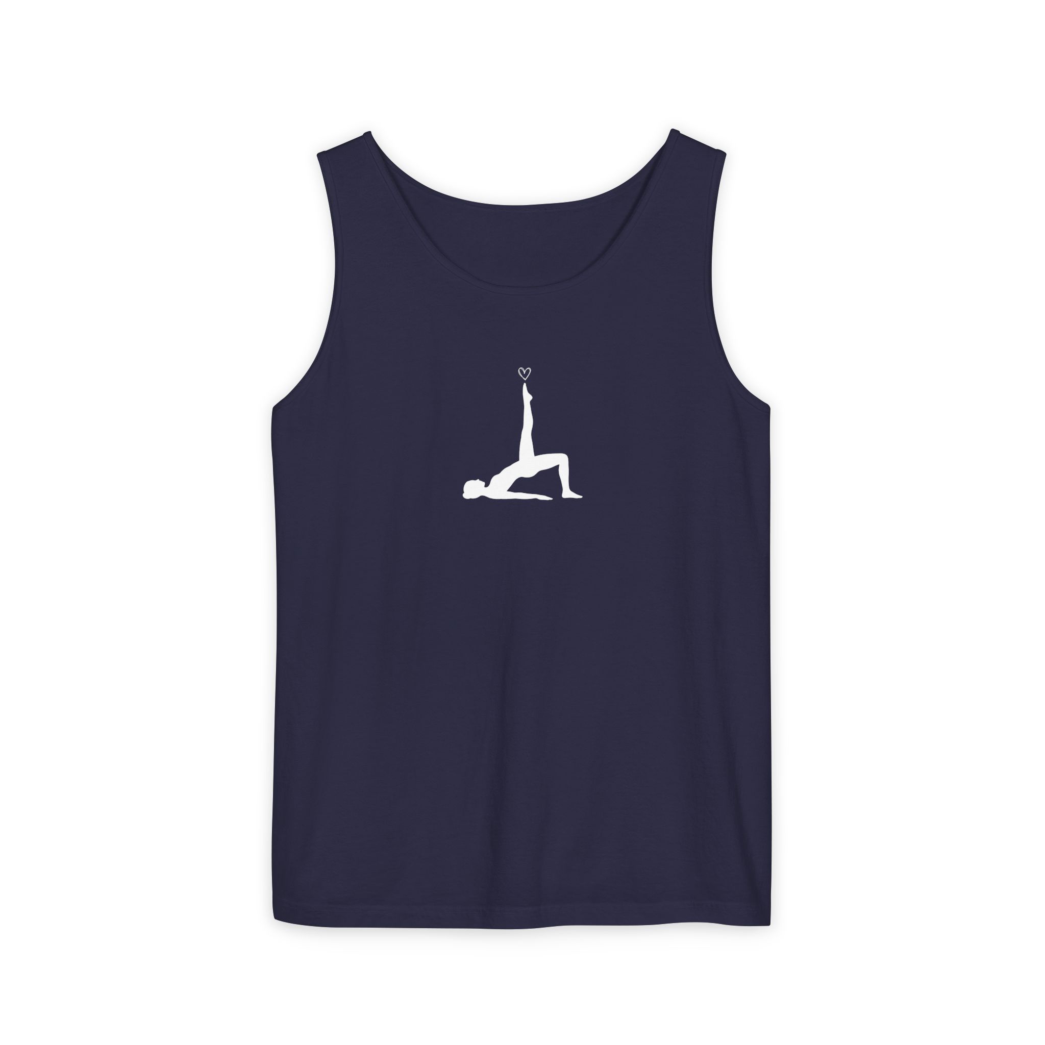 Yoga Heart Tank Top – Silhouette Bridge Pose Wellness Art