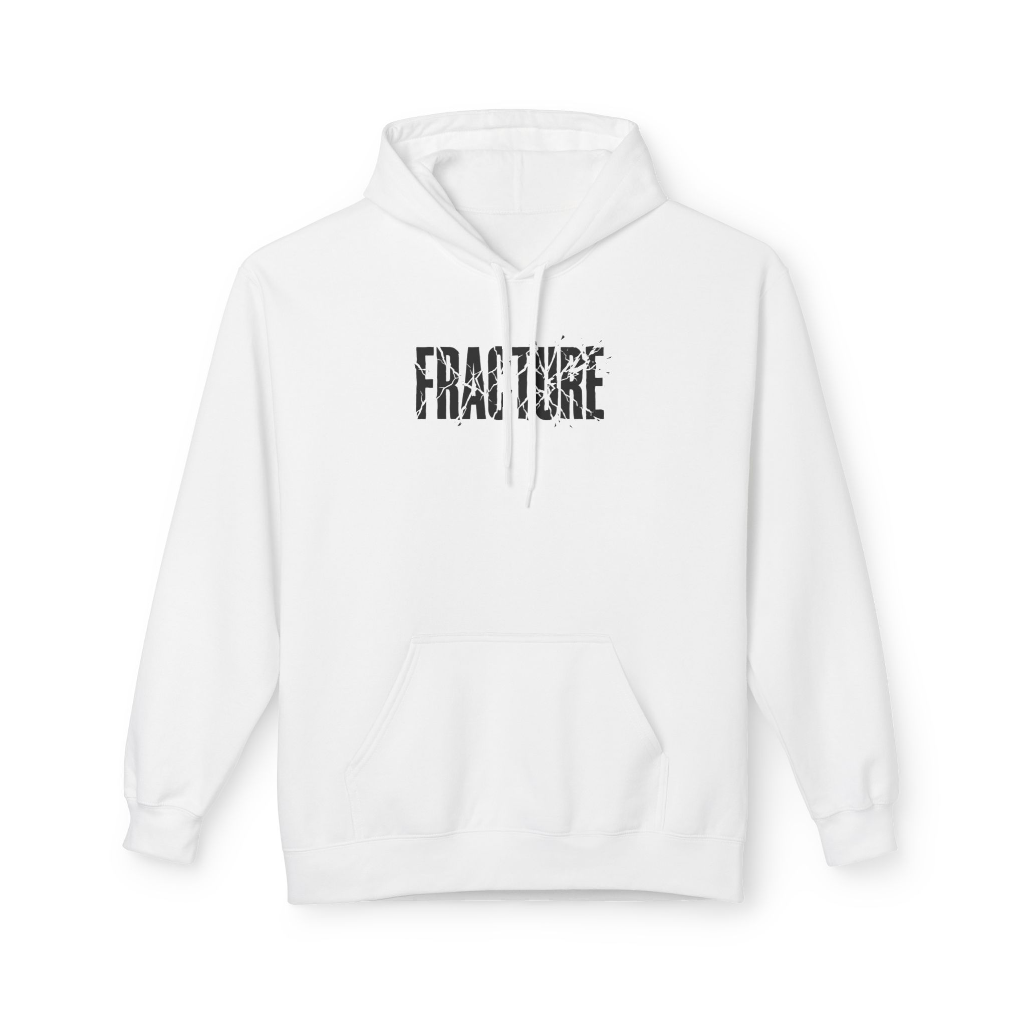 Fracture Hoodie – Shattered Black Typography on White