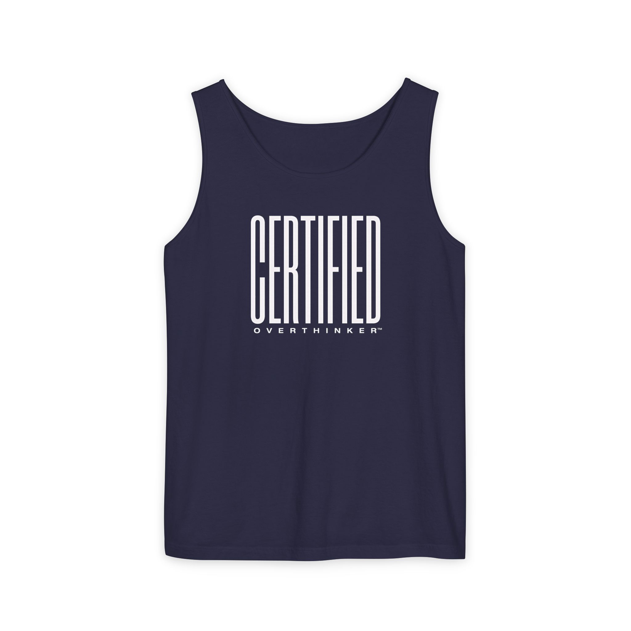 Certified Overthinker™ Sans-Serif Tank Top – Clean Bold Typography