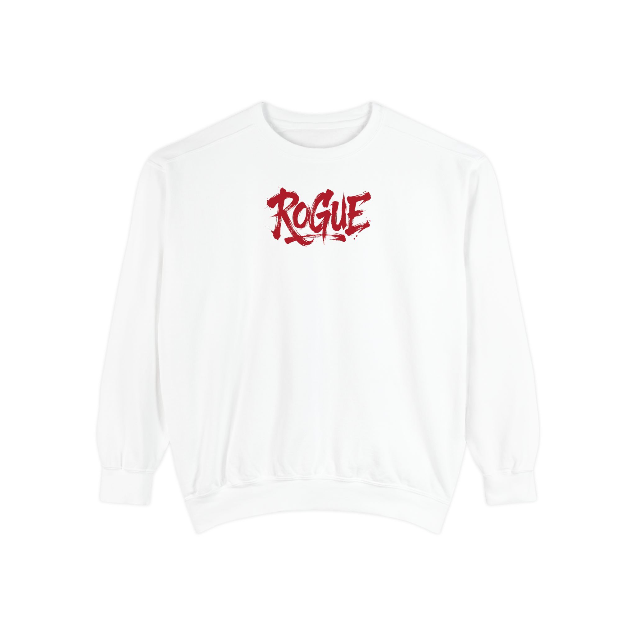 Rogue Sweatshirt – Red Grunge Brush Lettering on White