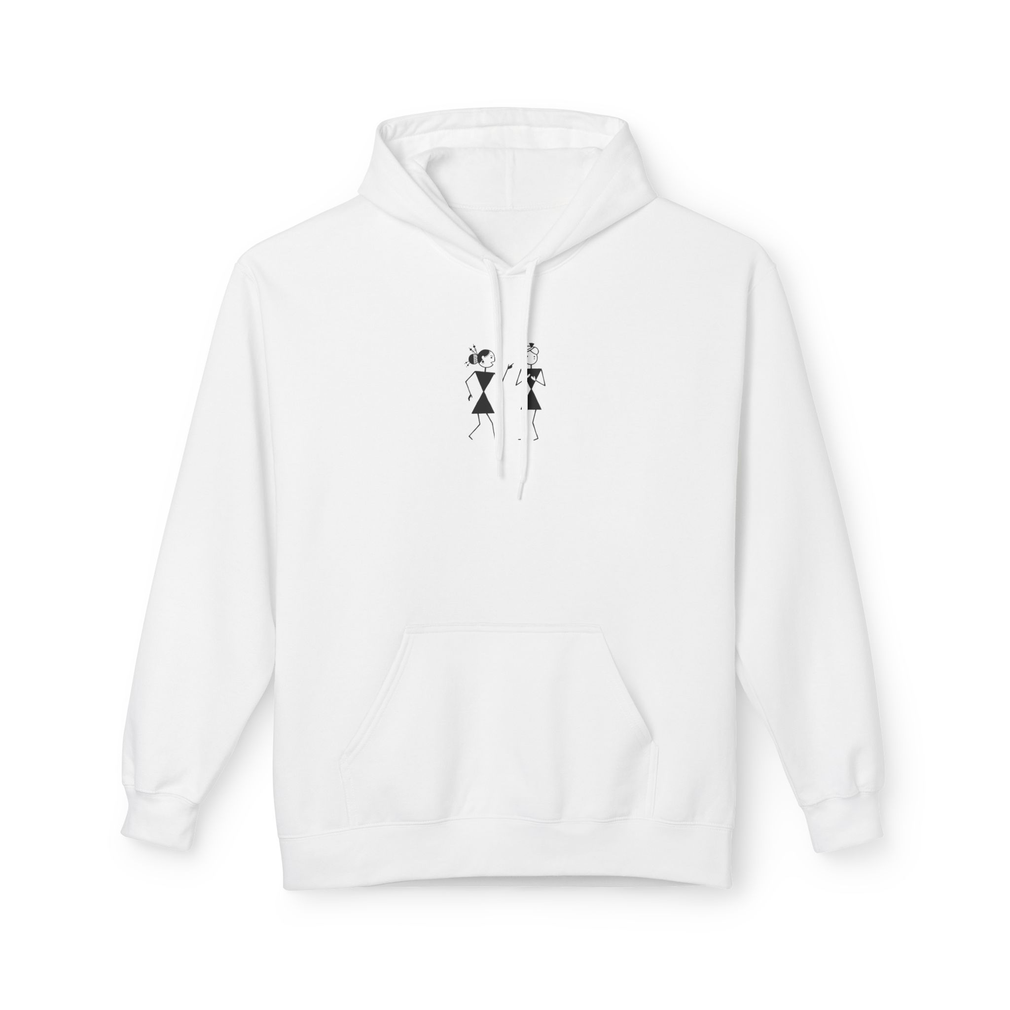 Warli Gossip Girls Hoodie – Minimalist Folk Art White
