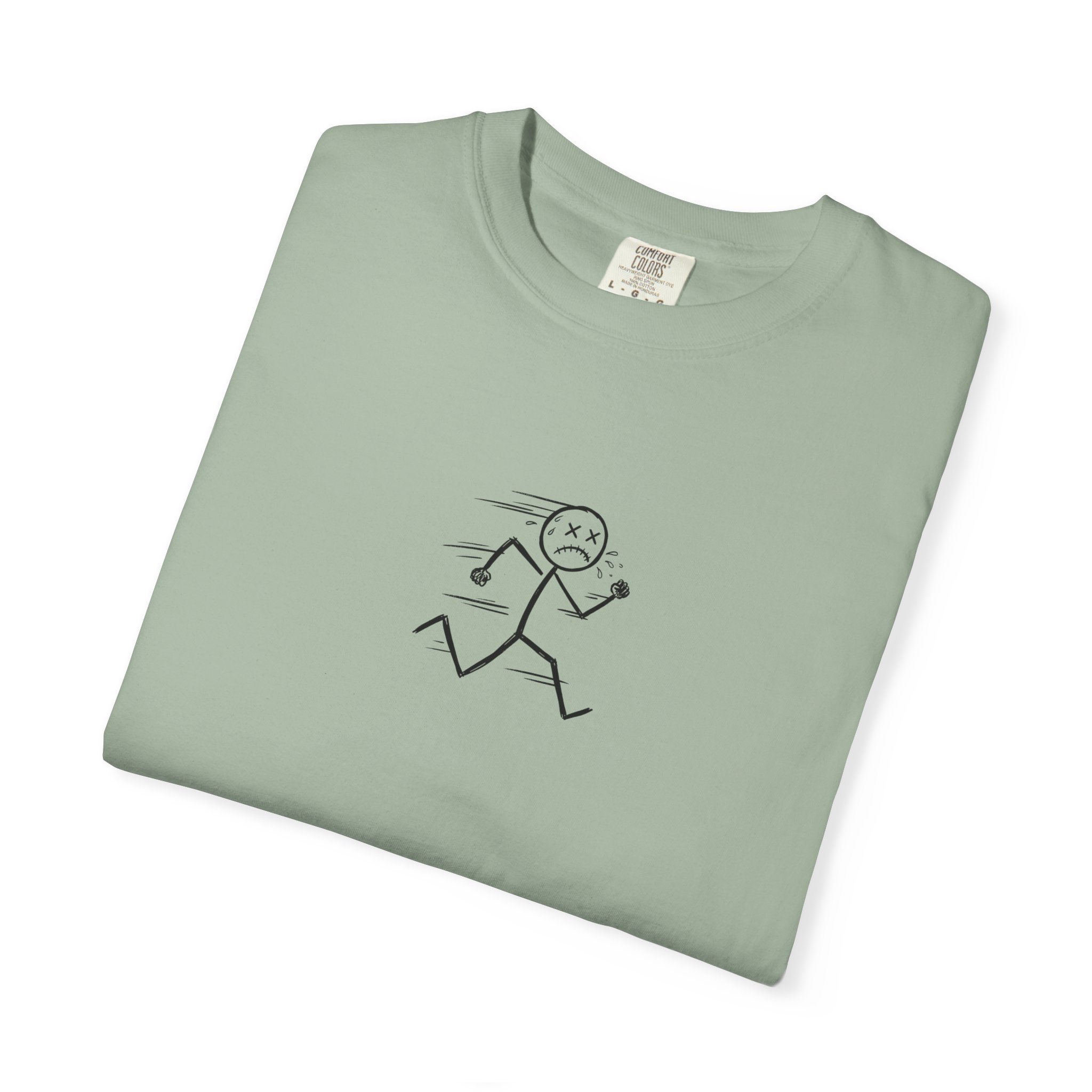 Dead Sprint Tee – Exhausted Stick Figure Running on White - Image 11